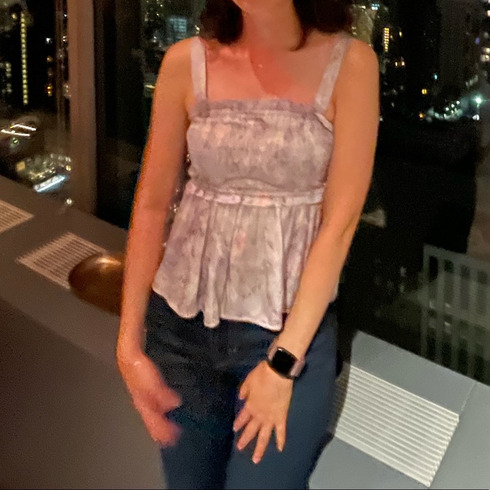 J.Crew Flora Obscura X J.Crew featherweight satin tank in lavender fields XS - Picture 6 of 8